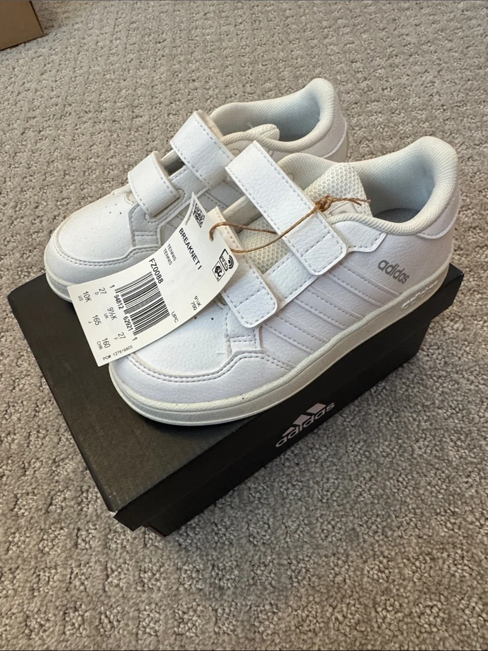 adidas Kids White Velcro Sneakers